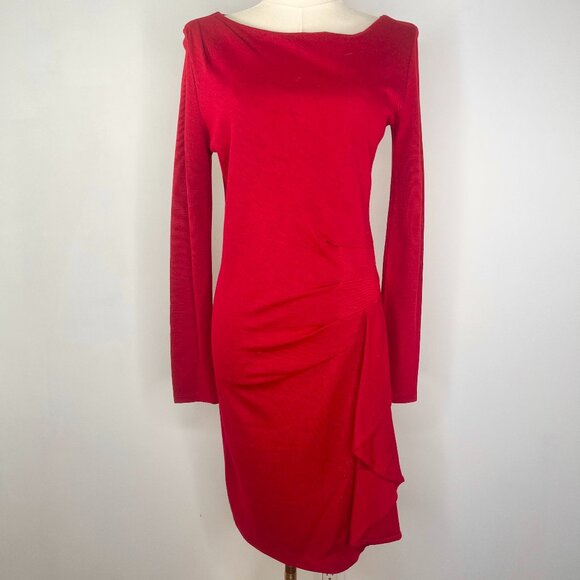 Ronen Chen - Red Long Sleeve Bodycon Dress - Picture 1 of 7